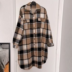 Long flannel shirt jacket